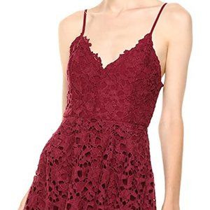 ASTR the Label Red Lace Midi Dress
